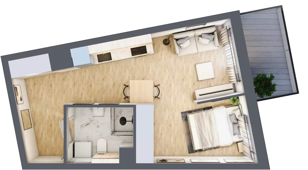 1 pokój, mieszkanie 31,72 m², piętro 2, oferta nr A/13, Osiedle Wilno 7.3.2, Warszawa, Targówek, Elsnerów, ul. Montwiłłowska