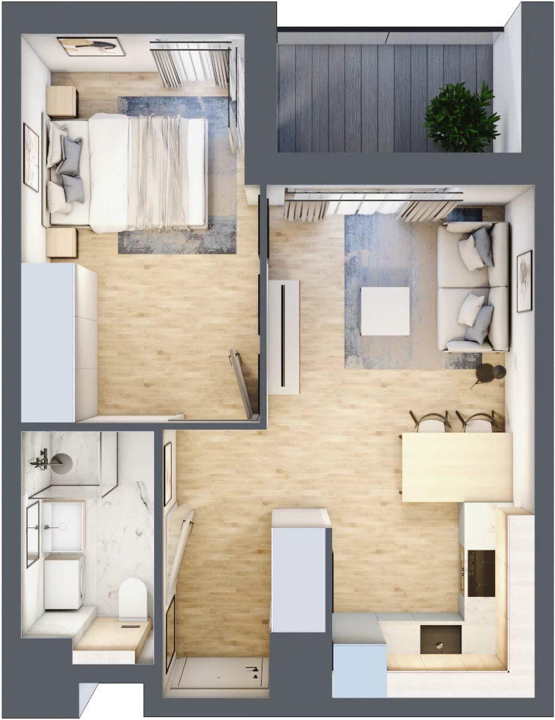 2 pokoje, mieszkanie 35,76 m², piętro 2, oferta nr A/122, Osiedle Wilno 7.3.2, Warszawa, Targówek, Elsnerów, ul. Montwiłłowska