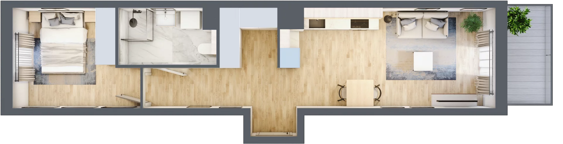 2 pokoje, mieszkanie 44,52 m², piętro 1, oferta nr A/105, Osiedle Wilno 7.3.2, Warszawa, Targówek, Elsnerów, ul. Montwiłłowska