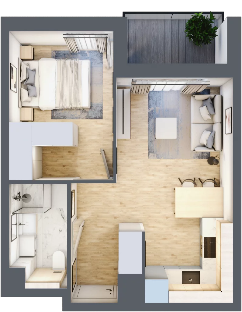 2 pokoje, mieszkanie 34,80 m², piętro 3, oferta nr A/191, Osiedle Wilno 7.3.2, Warszawa, Targówek, Elsnerów, ul. Montwiłłowska