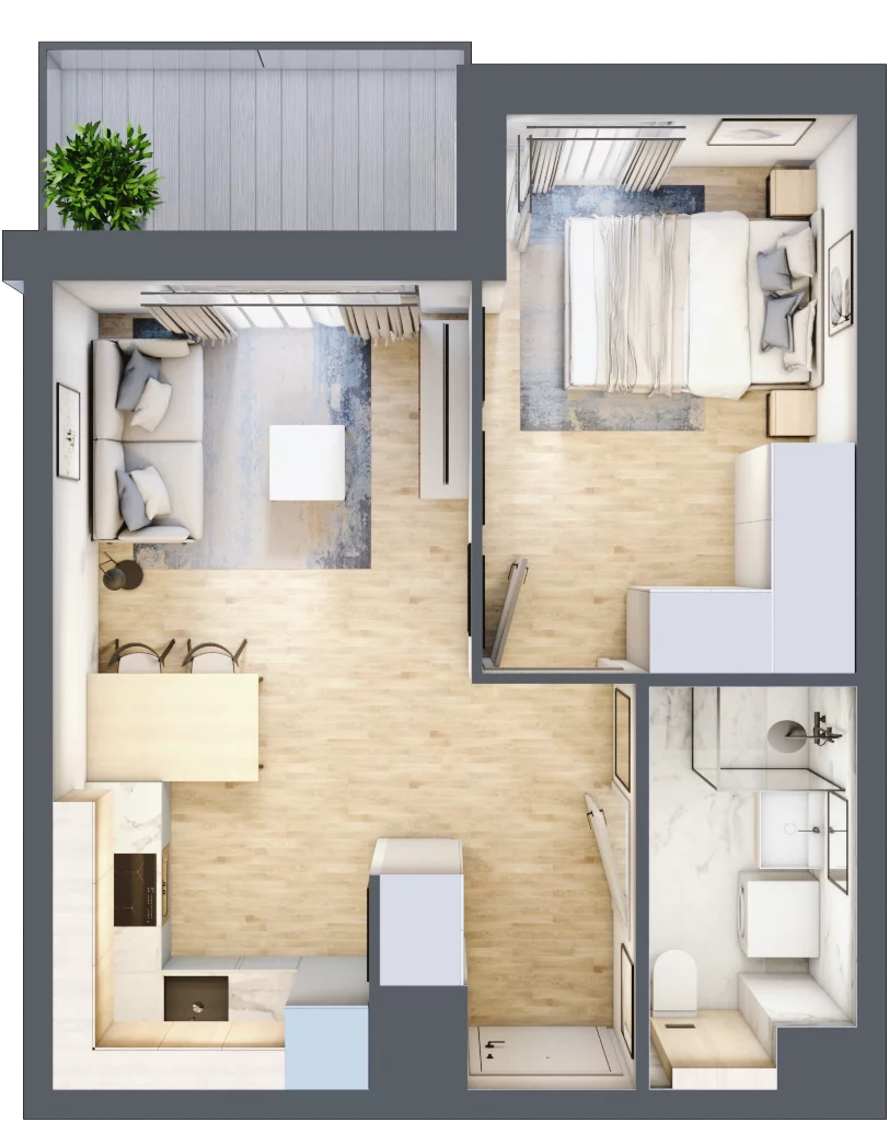 2 pokoje, mieszkanie 35,14 m², piętro 3, oferta nr A/126, Osiedle Wilno 7.3.2, Warszawa, Targówek, Elsnerów, ul. Montwiłłowska