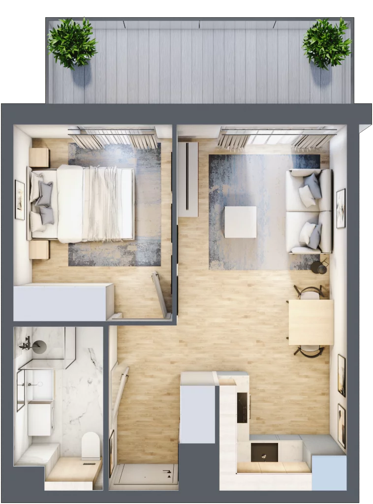 2 pokoje, mieszkanie 35,12 m², piętro 1, oferta nr A/6, Osiedle Wilno 7.3.2, Warszawa, Targówek, Elsnerów, ul. Montwiłłowska