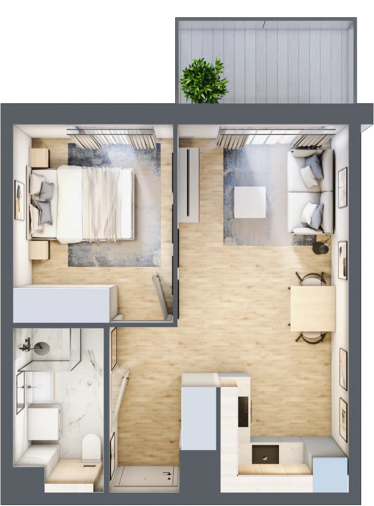 2 pokoje, mieszkanie 35,15 m², piętro 3, oferta nr A/22, Osiedle Wilno 7.3.2, Warszawa, Targówek, Elsnerów, ul. Montwiłłowska