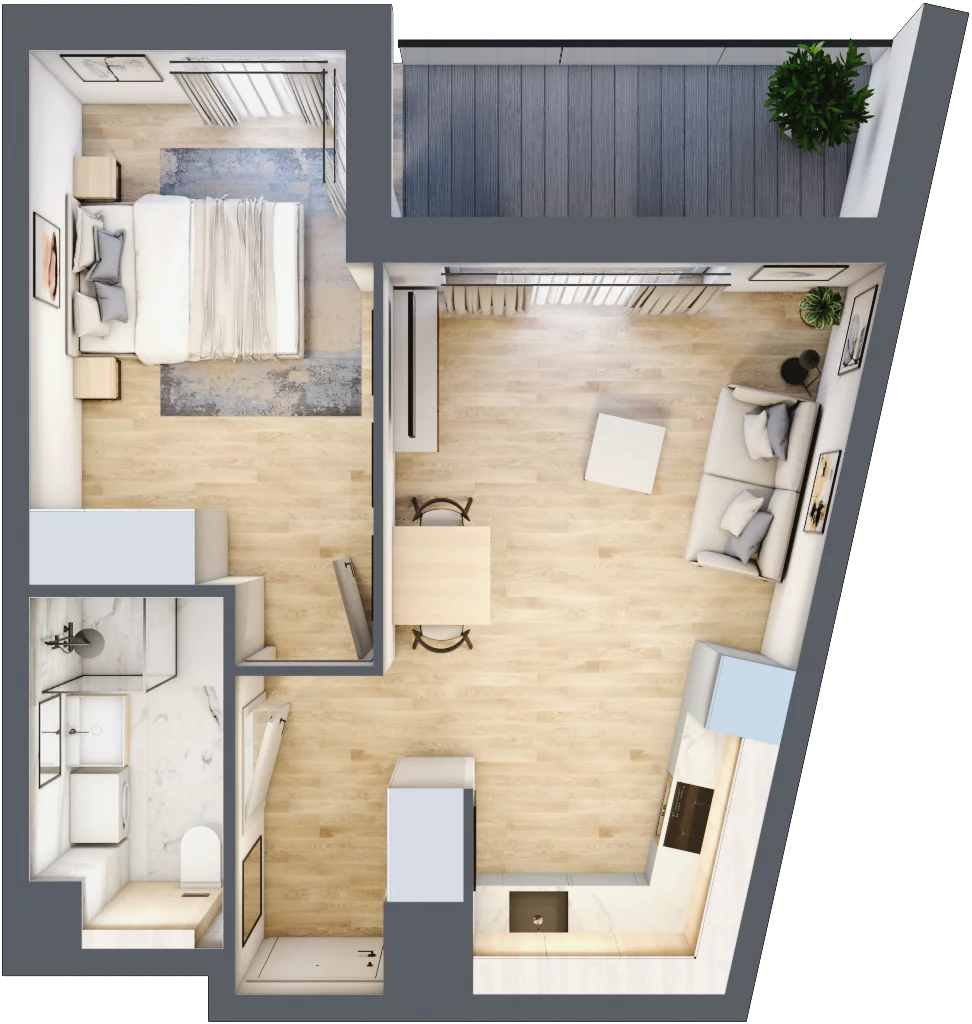2 pokoje, mieszkanie 38,00 m², parter, oferta nr A/61, Osiedle Wilno 7.3.2, Warszawa, Targówek, Elsnerów, ul. Montwiłłowska