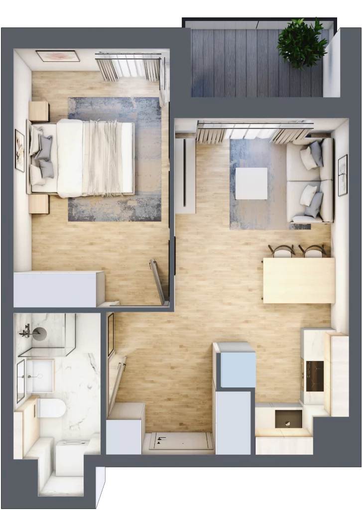 2 pokoje, mieszkanie 36,21 m², piętro 1, oferta nr A/170, Osiedle Wilno 7.3.2, Warszawa, Targówek, Elsnerów, ul. Montwiłłowska