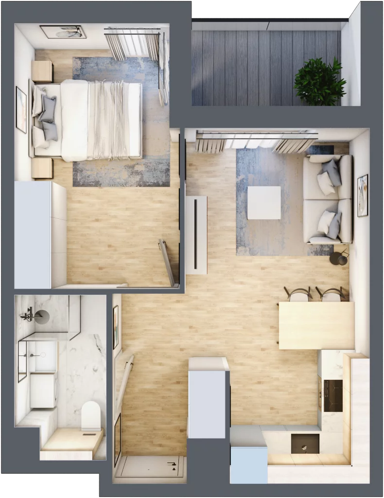 2 pokoje, mieszkanie 35,70 m², piętro 2, oferta nr A/121, Osiedle Wilno 7.3.2, Warszawa, Targówek, Elsnerów, ul. Montwiłłowska