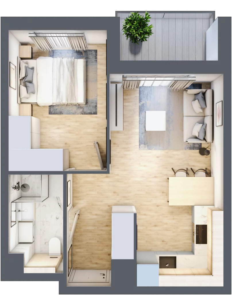 2 pokoje, mieszkanie 35,40 m², piętro 2, oferta nr A/116, Osiedle Wilno 7.3.2, Warszawa, Targówek, Elsnerów, ul. Montwiłłowska