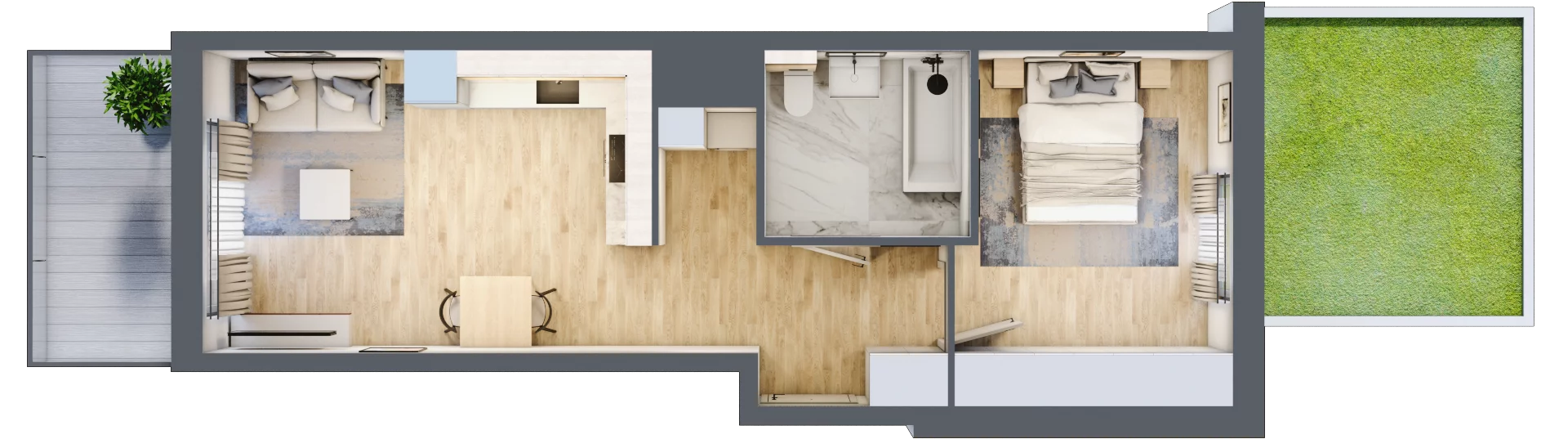 2 pokoje, mieszkanie 43,91 m², parter, oferta nr A/141, Osiedle Wilno 7.3.2, Warszawa, Targówek, Elsnerów, ul. Montwiłłowska