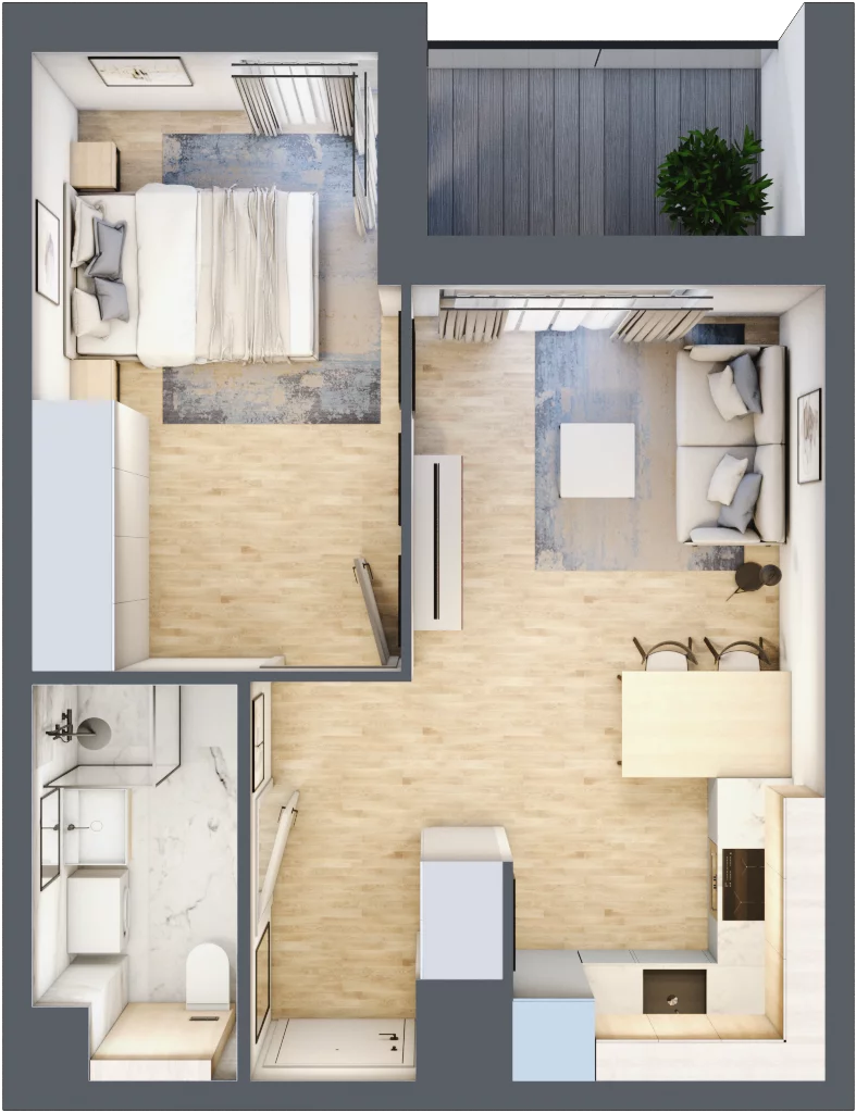 2 pokoje, mieszkanie 36,44 m², piętro 3, oferta nr A/131, Osiedle Wilno 7.3.2, Warszawa, Targówek, Elsnerów, ul. Montwiłłowska