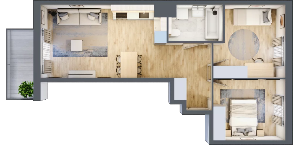 3 pokoje, mieszkanie 57,32 m², piętro 1, oferta nr A/33, Osiedle Wilno 7.3.2, Warszawa, Targówek, Elsnerów, ul. Montwiłłowska