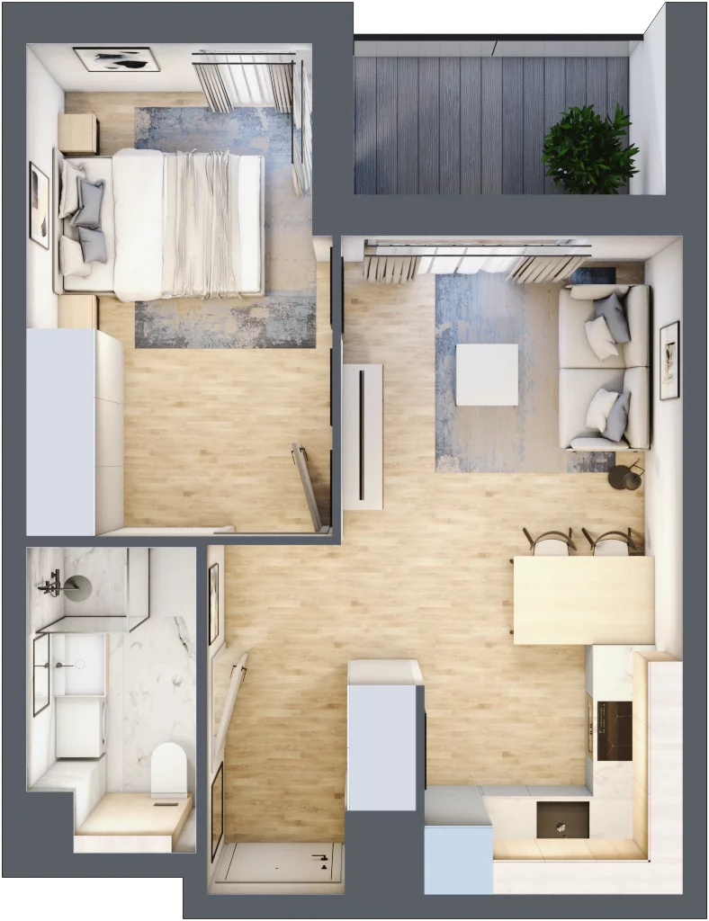 2 pokoje, mieszkanie 35,86 m², piętro 3, oferta nr A/132, Osiedle Wilno 7.3.2, Warszawa, Targówek, Elsnerów, ul. Montwiłłowska