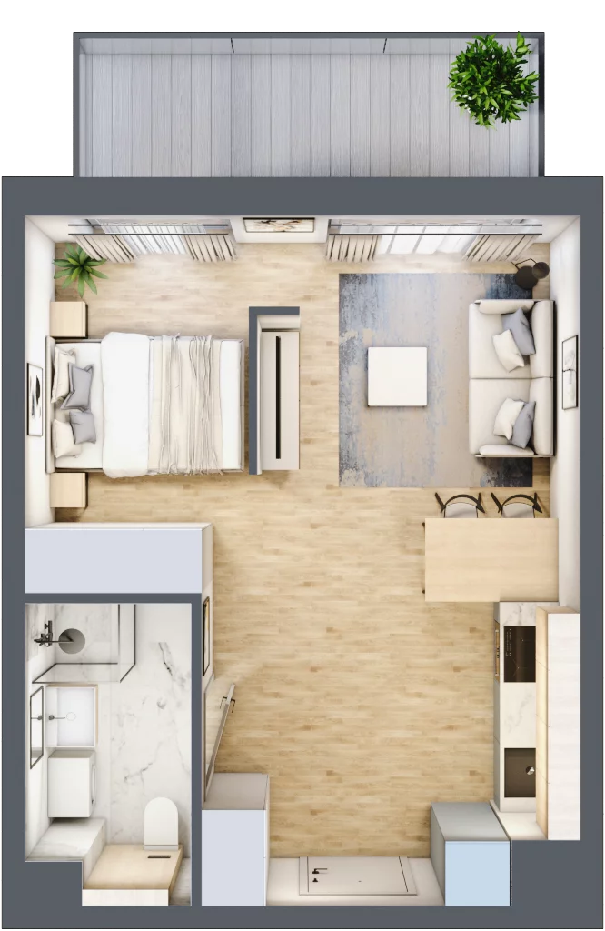 1 pokój, mieszkanie 32,56 m², piętro 1, oferta nr A/31, Osiedle Wilno 7.3.2, Warszawa, Targówek, Elsnerów, ul. Montwiłłowska