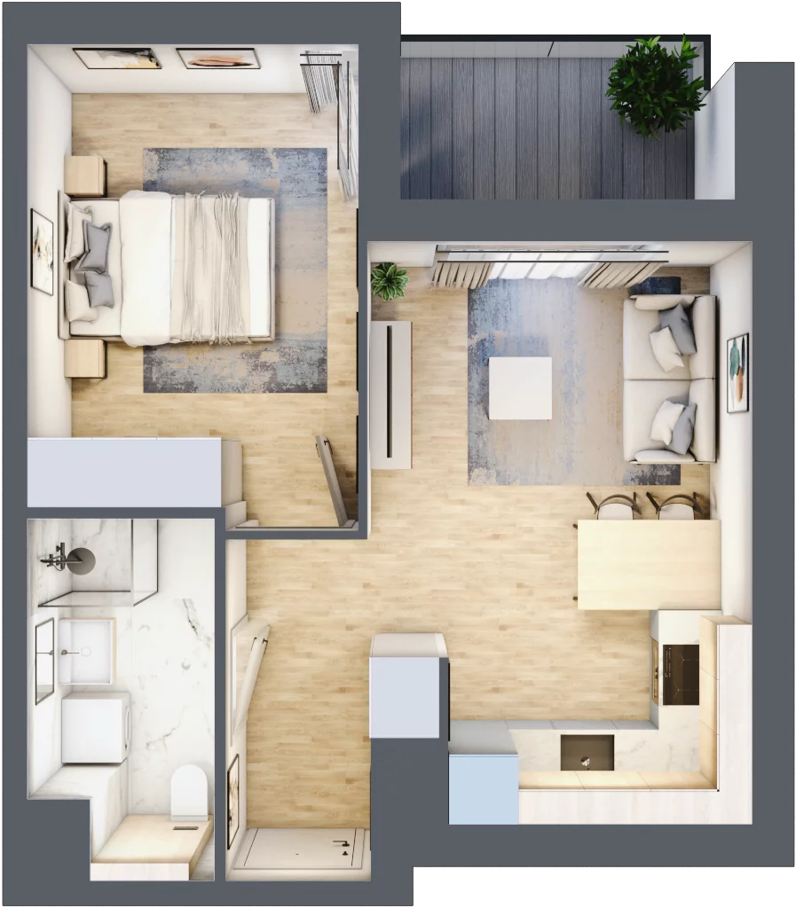 2 pokoje, mieszkanie 35,84 m², parter, oferta nr A/1, Osiedle Wilno 7.3.2, Warszawa, Targówek, Elsnerów, ul. Montwiłłowska