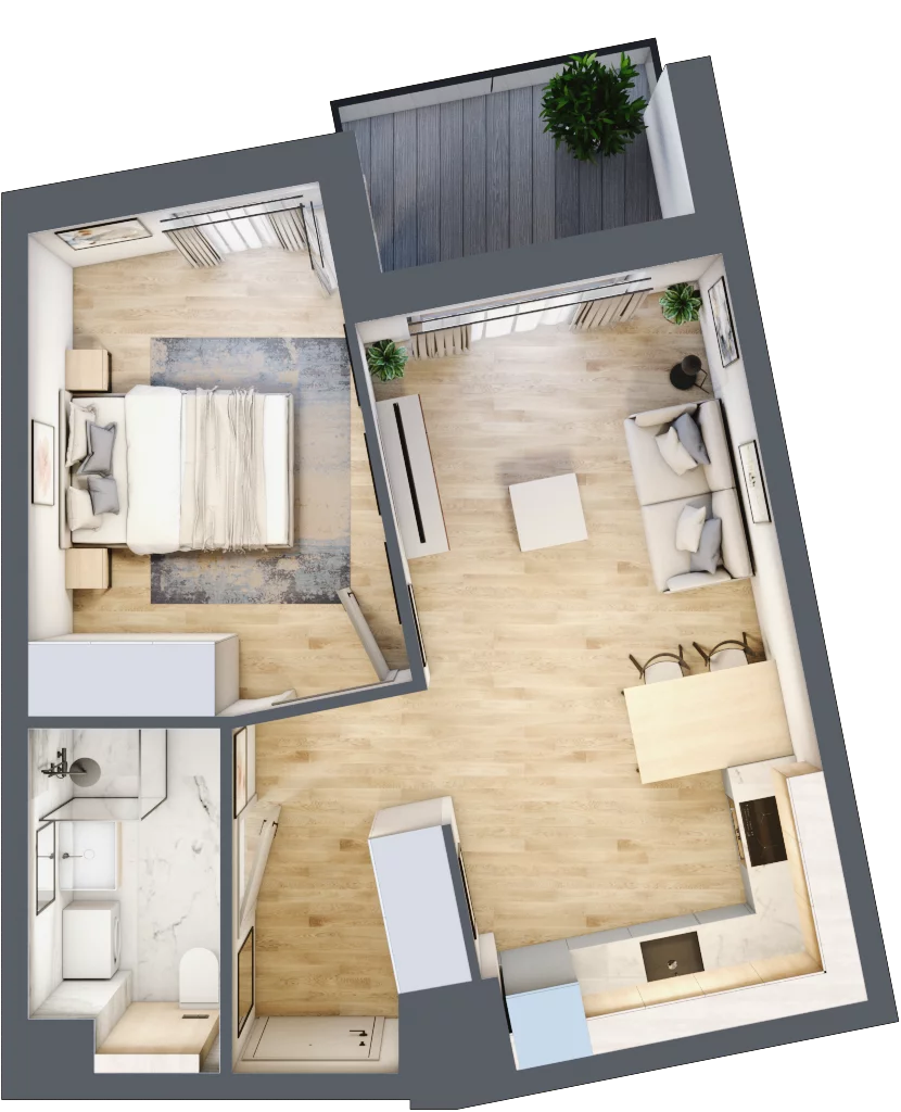 2 pokoje, mieszkanie 38,29 m², piętro 1, oferta nr A/4, Osiedle Wilno 7.3.2, Warszawa, Targówek, Elsnerów, ul. Montwiłłowska