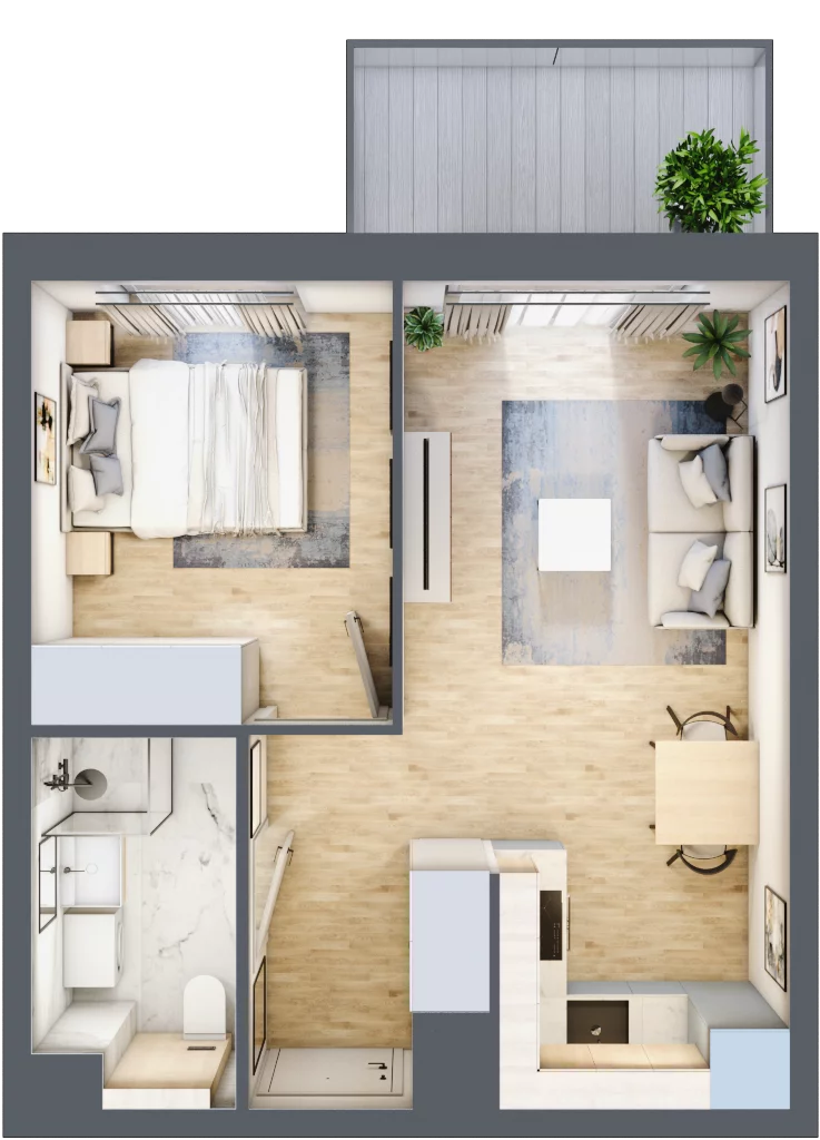 2 pokoje, mieszkanie 34,95 m², piętro 2, oferta nr A/16, Osiedle Wilno 7.3.2, Warszawa, Targówek, Elsnerów, ul. Montwiłłowska