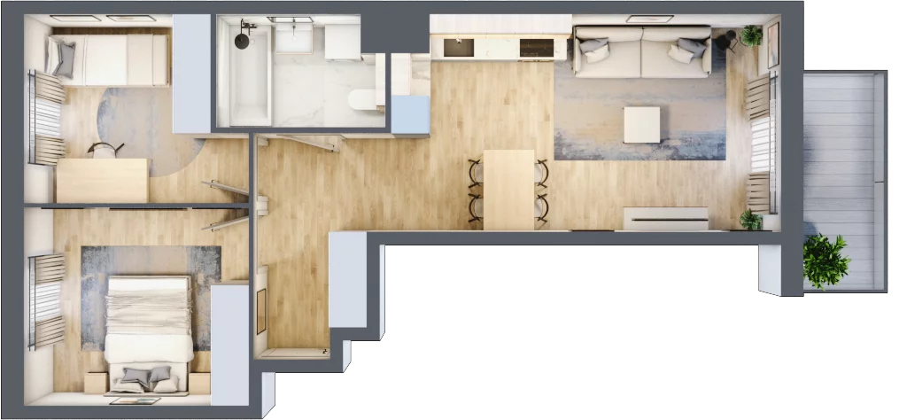 3 pokoje, mieszkanie 55,11 m², piętro 3, oferta nr A/53, Osiedle Wilno 7.3.2, Warszawa, Targówek, Elsnerów, ul. Montwiłłowska