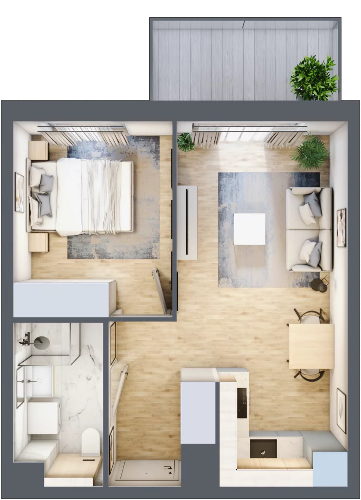 2 pokoje, mieszkanie 35,06 m², piętro 3, oferta nr A/24, Osiedle Wilno 7.3.2, Warszawa, Targówek, Elsnerów, ul. Montwiłłowska