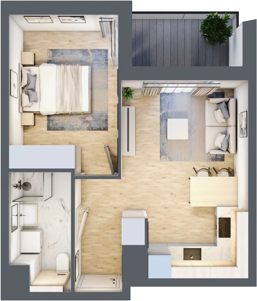 2 pokoje, mieszkanie 36,16 m², piętro 1, oferta nr A/3, Osiedle Wilno 7.3.2, Warszawa, Targówek, Elsnerów, ul. Montwiłłowska