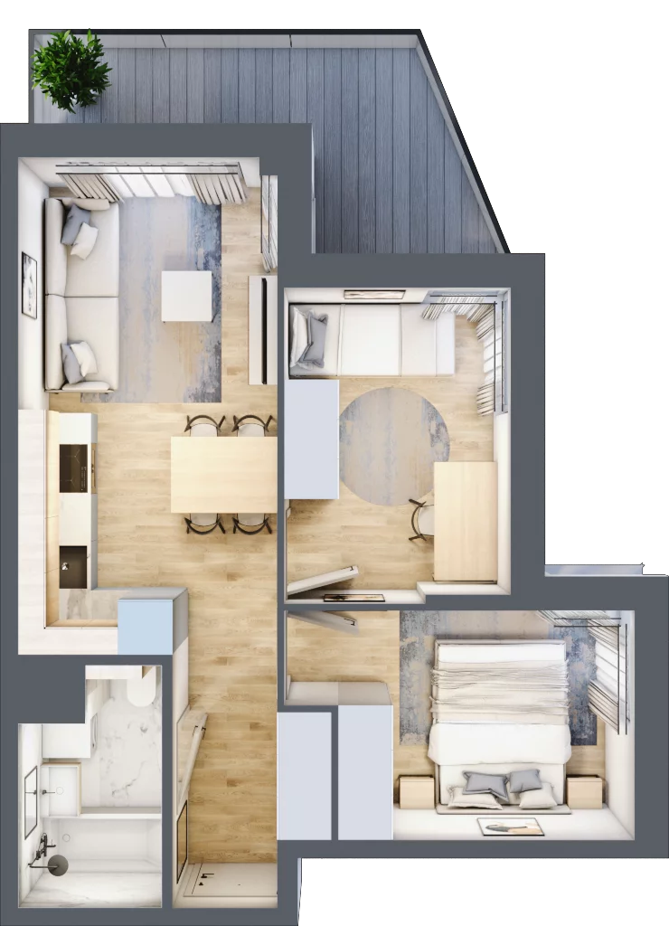 3 pokoje, mieszkanie 47,89 m², piętro 4, oferta nr A/73, Osiedle Urbino 5, Warszawa, Włochy, Raków, ul. Równoległa