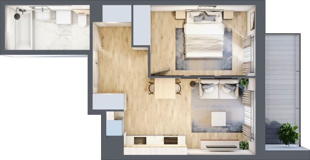 2 pokoje, mieszkanie 39,26 m², piętro 1, oferta nr A/39, Osiedle Urbino 5, Warszawa, Włochy, Raków, ul. Równoległa