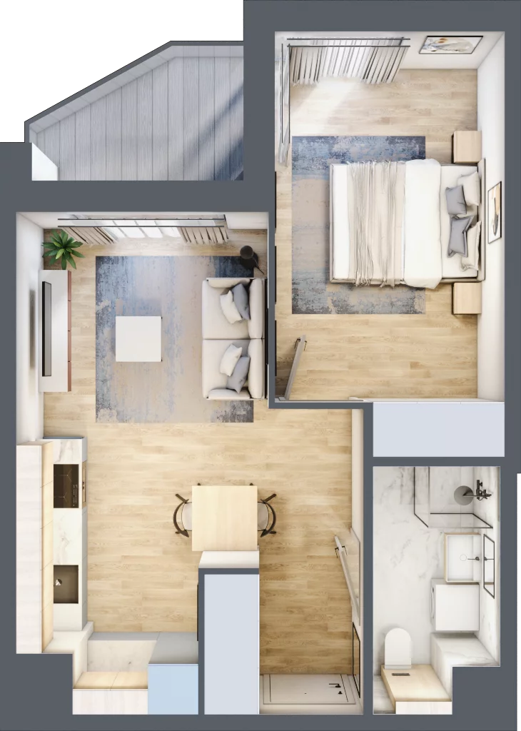 2 pokoje, mieszkanie 38,02 m², piętro 1, oferta nr A/37, Osiedle Urbino 5, Warszawa, Włochy, Raków, ul. Równoległa