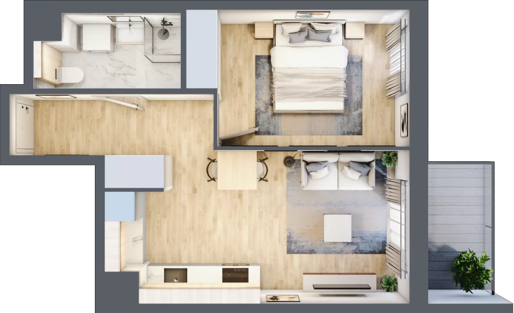 2 pokoje, mieszkanie 38,53 m², piętro 3, oferta nr A/16, Osiedle Urbino 5, Warszawa, Włochy, Raków, ul. Równoległa