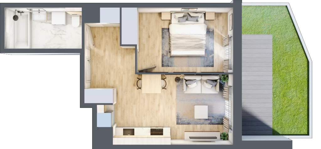 2 pokoje, mieszkanie 39,06 m², parter, oferta nr A/30, Osiedle Urbino 5, Warszawa, Włochy, Raków, ul. Równoległa