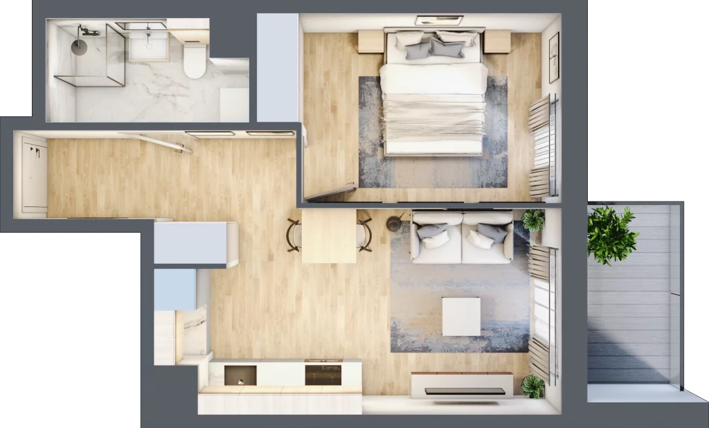 2 pokoje, mieszkanie 36,93 m², piętro 2, oferta nr A/50, Osiedle Urbino 5, Warszawa, Włochy, Raków, ul. Równoległa