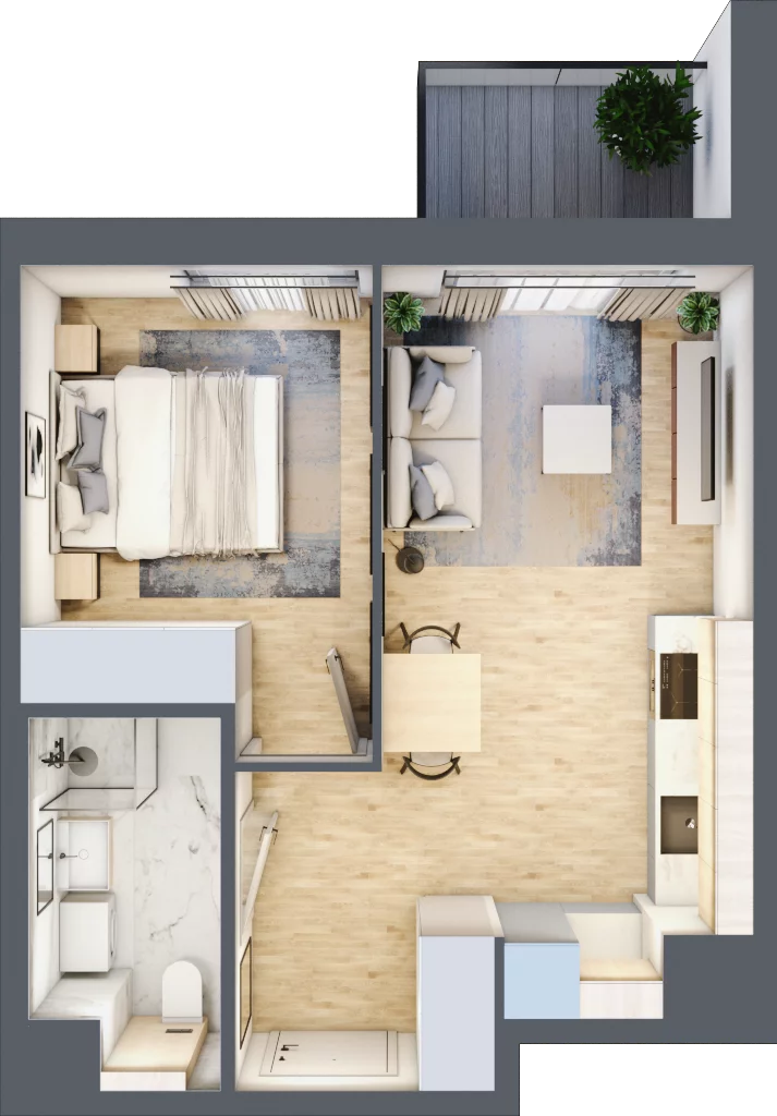 2 pokoje, mieszkanie 34,36 m², piętro 2, oferta nr A/51, Osiedle Urbino 5, Warszawa, Włochy, Raków, ul. Równoległa