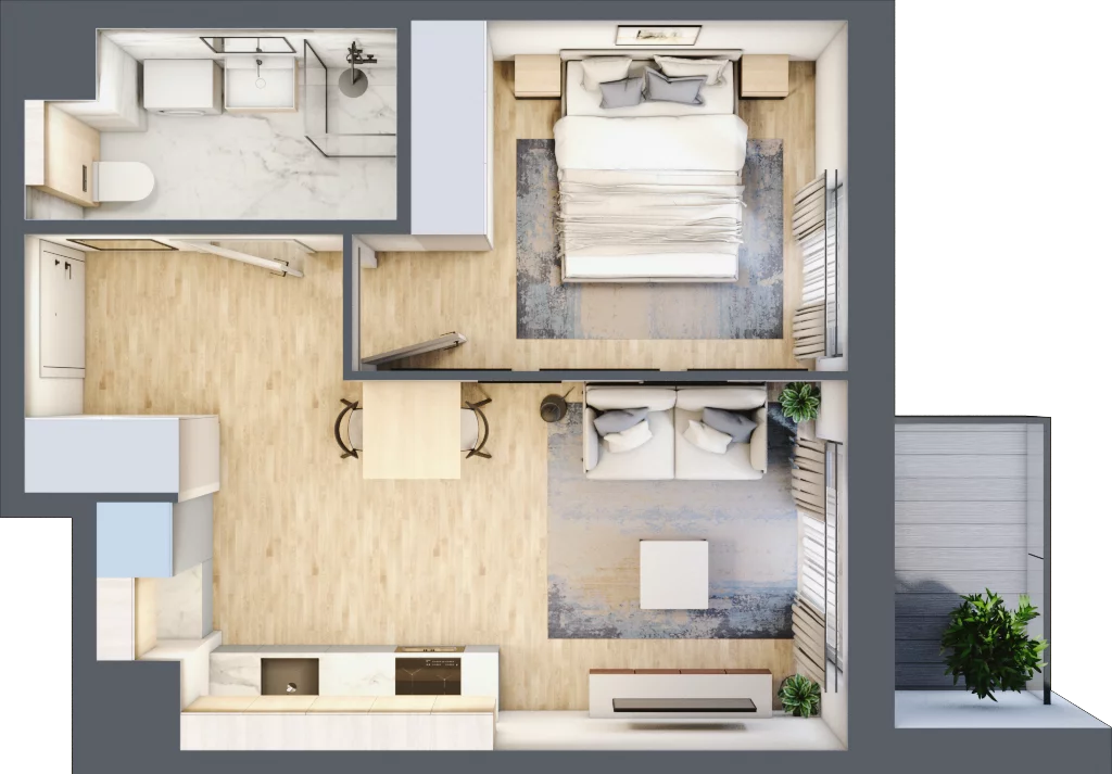 2 pokoje, mieszkanie 34,36 m², piętro 1, oferta nr A/41, Osiedle Urbino 5, Warszawa, Włochy, Raków, ul. Równoległa