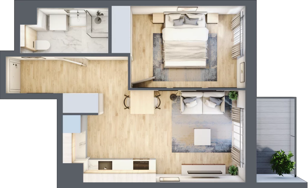 2 pokoje, mieszkanie 38,53 m², piętro 4, oferta nr A/21, Osiedle Urbino 5, Warszawa, Włochy, Raków, ul. Równoległa