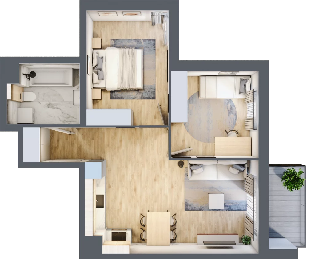 3 pokoje, mieszkanie 54,11 m², piętro 3, oferta nr A/14, Osiedle Urbino 5, Warszawa, Włochy, Raków, ul. Równoległa