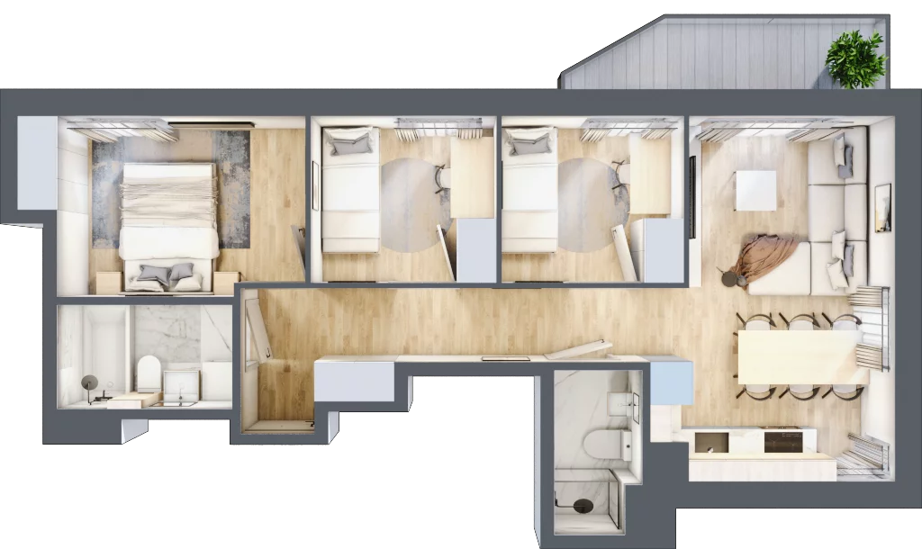4 pokoje, mieszkanie 72,28 m², piętro 2, oferta nr A/8, Osiedle Urbino 5, Warszawa, Włochy, Raków, ul. Równoległa