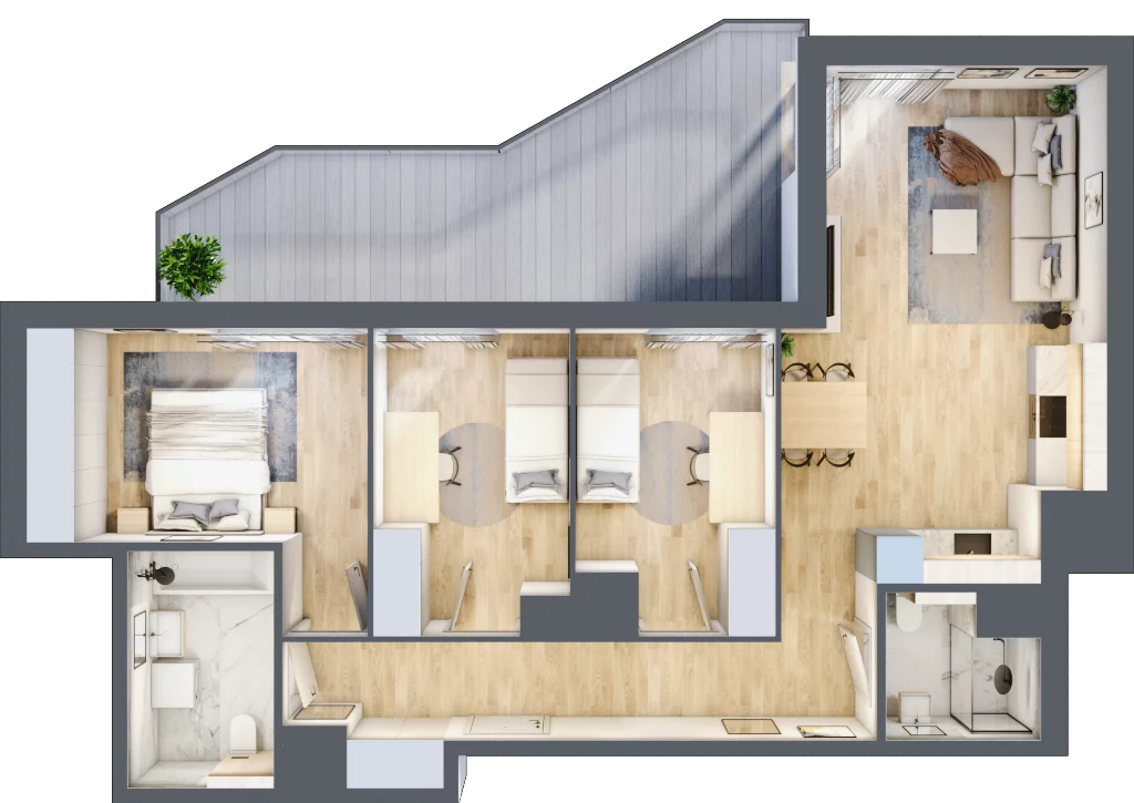 4 pokoje, mieszkanie 76,32 m², piętro 6, oferta nr A/86, Osiedle Urbino 5, Warszawa, Włochy, Raków, ul. Równoległa