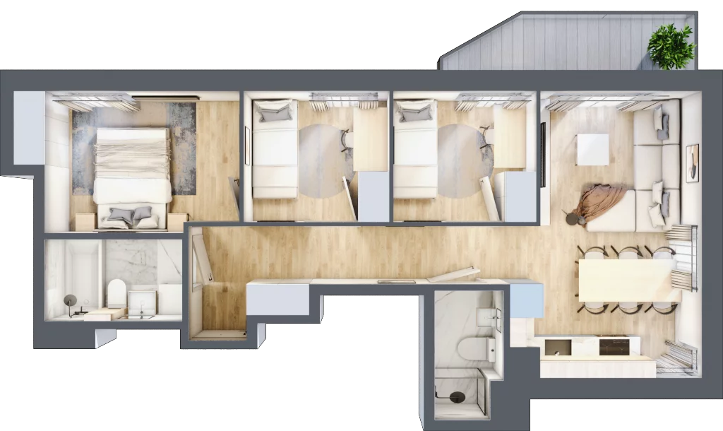 4 pokoje, mieszkanie 72,28 m², piętro 5, oferta nr A/23, Osiedle Urbino 5, Warszawa, Włochy, Raków, ul. Równoległa