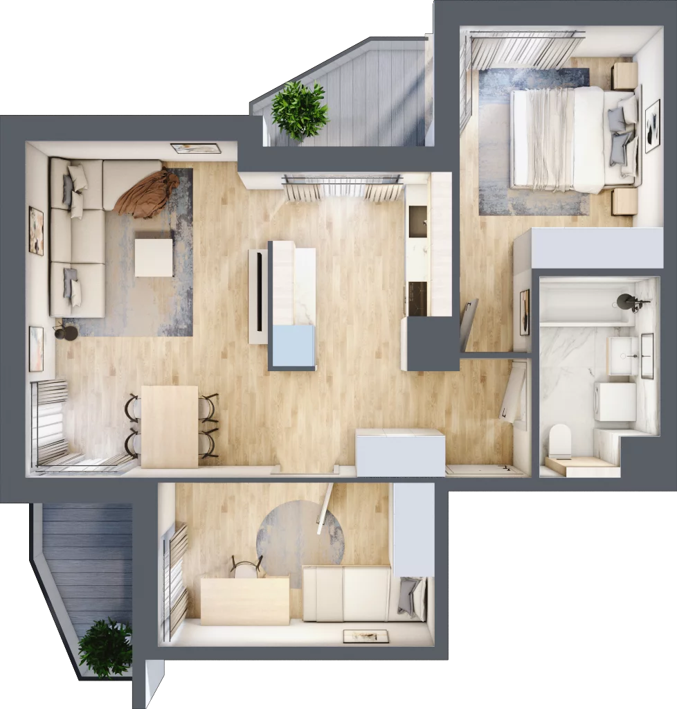 3 pokoje, mieszkanie 56,14 m², piętro 1, oferta nr A/44, Osiedle Urbino 5, Warszawa, Włochy, Raków, ul. Równoległa