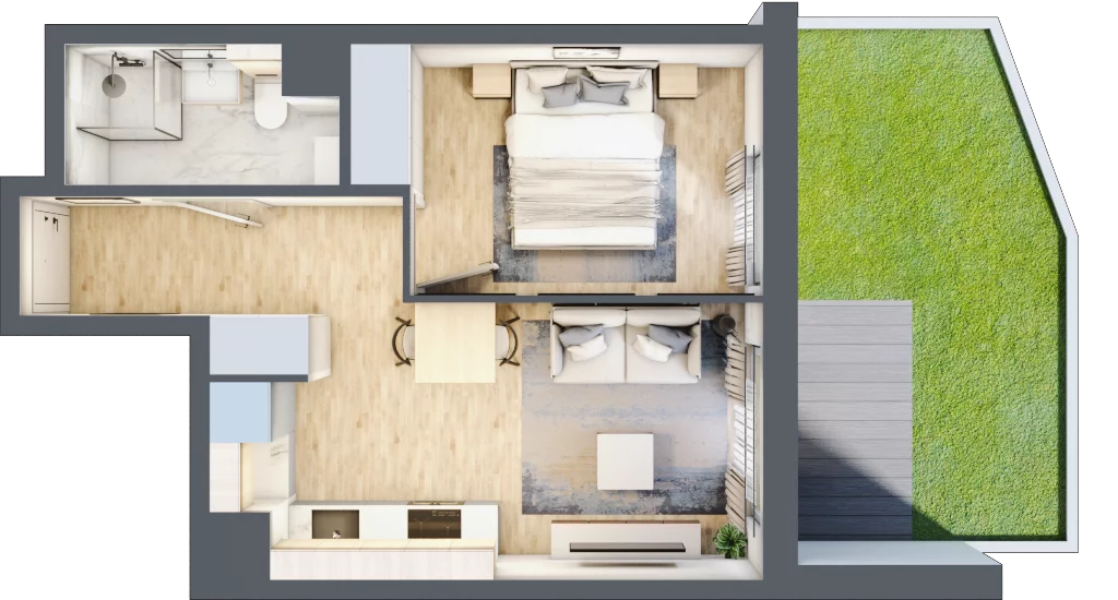 2 pokoje, mieszkanie 36,64 m², parter, oferta nr A/31, Osiedle Urbino 5, Warszawa, Włochy, Raków, ul. Równoległa