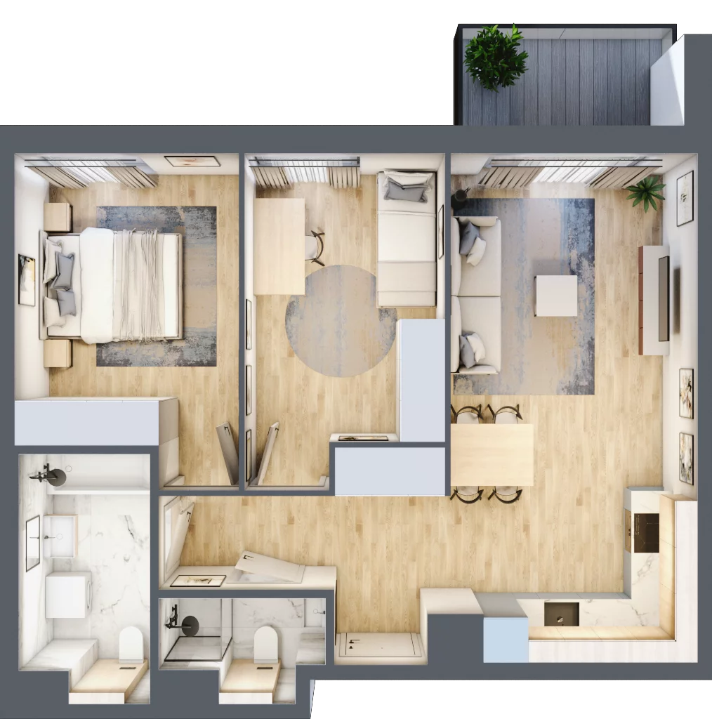3 pokoje, mieszkanie 59,72 m², piętro 1, oferta nr A/5, Osiedle Urbino 5, Warszawa, Włochy, Raków, ul. Równoległa