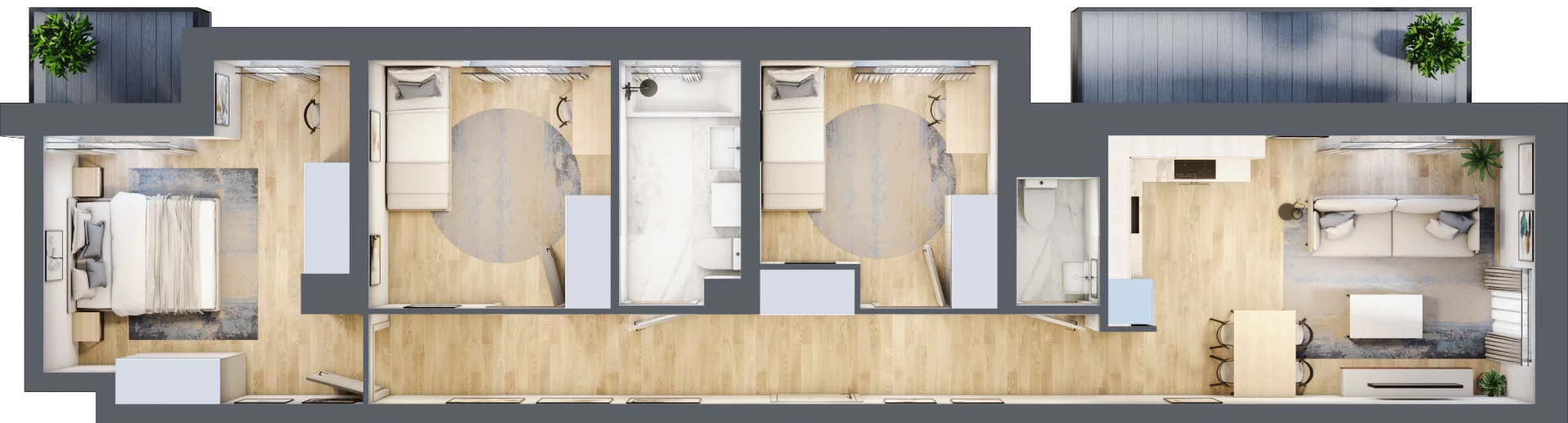 4 pokoje, mieszkanie 76,12 m², piętro 1, oferta nr B2/14, Osiedle Arkadia, Wrocław, Polanowice-Poświętne-Ligota, Poświętne, ul. Ramiszowska 6