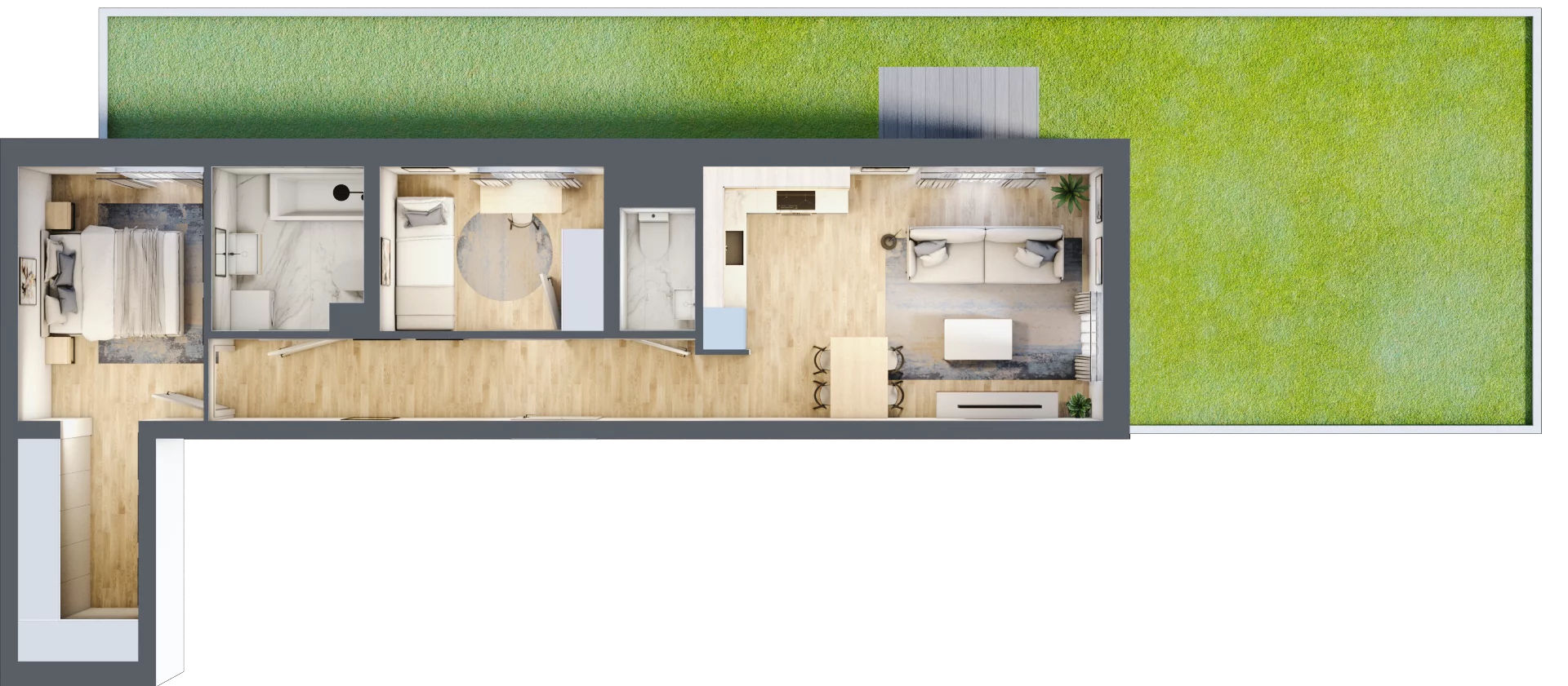 3 pokoje, mieszkanie 59,66 m², parter, oferta nr B2/1, Osiedle Arkadia, Wrocław, Polanowice-Poświętne-Ligota, Poświętne, ul. Ramiszowska 6