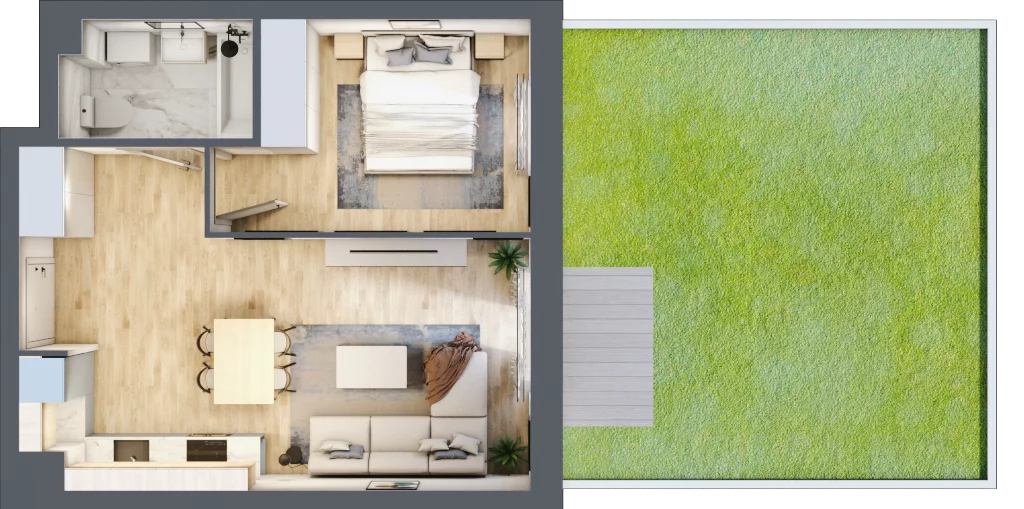 2 pokoje, mieszkanie 41,75 m², parter, oferta nr B2/2, Osiedle Arkadia, Wrocław, Polanowice-Poświętne-Ligota, Poświętne, ul. Ramiszowska 6