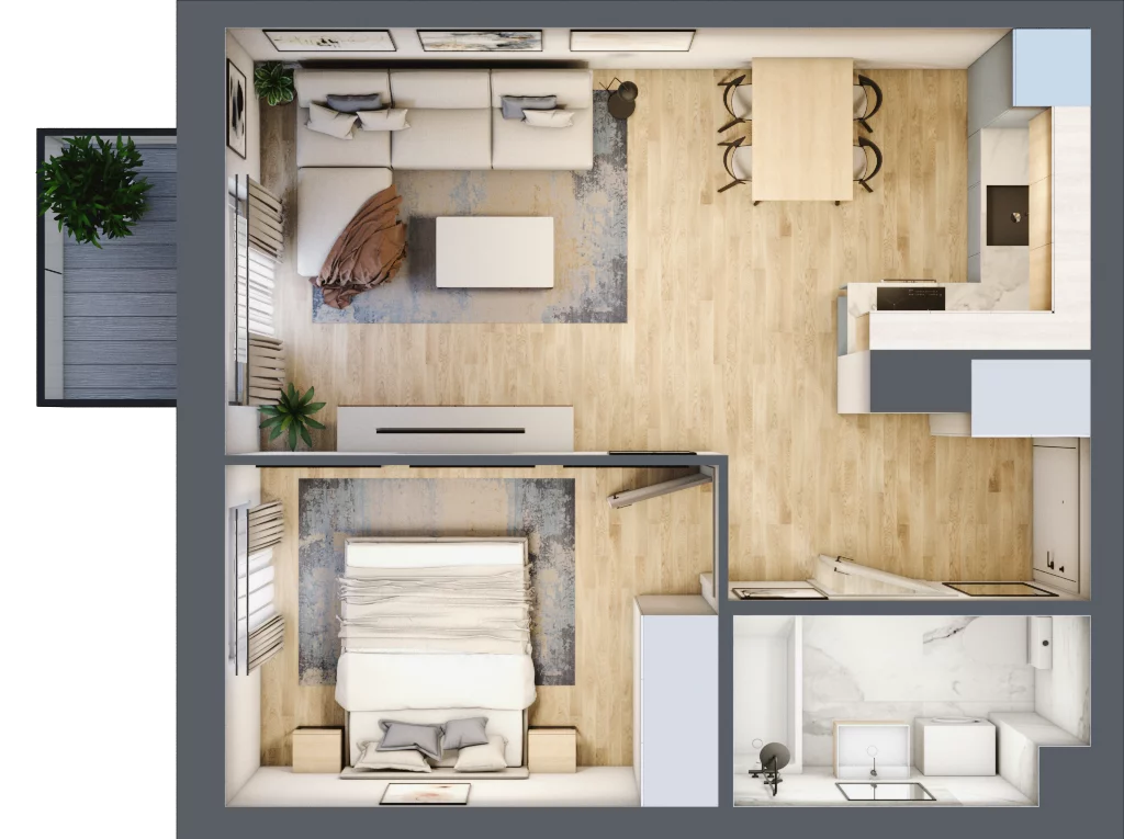 2 pokoje, mieszkanie 39,33 m², piętro 2, oferta nr B2/36, Osiedle Arkadia, Wrocław, Polanowice-Poświętne-Ligota, Poświętne, ul. Ramiszowska 6
