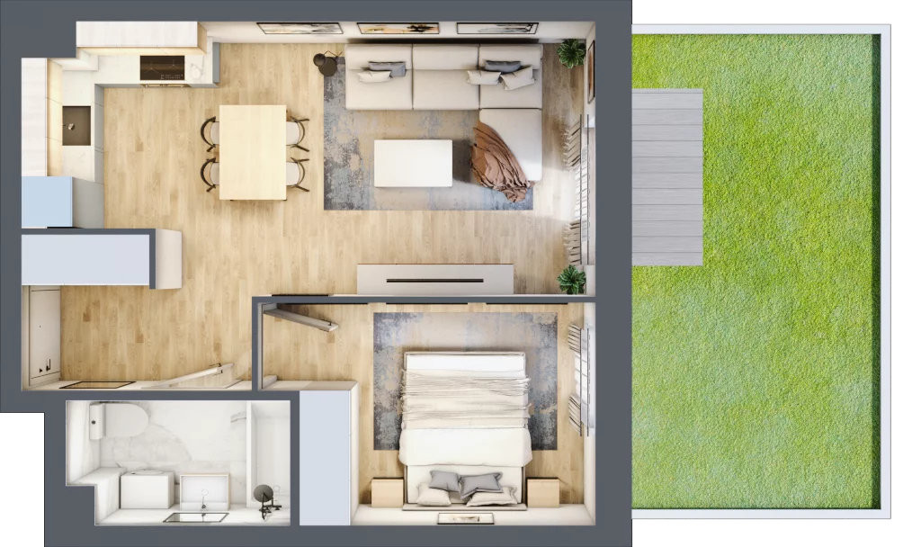 2 pokoje, mieszkanie 39,71 m², parter, oferta nr B2/4, Osiedle Arkadia, Wrocław, Polanowice-Poświętne-Ligota, Poświętne, ul. Ramiszowska 6