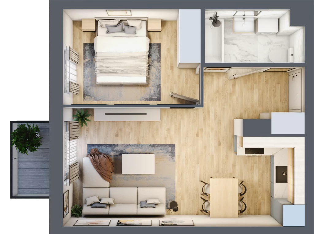 2 pokoje, mieszkanie 39,36 m², piętro 2, oferta nr B2/35, Osiedle Arkadia, Wrocław, Polanowice-Poświętne-Ligota, Poświętne, ul. Ramiszowska 6