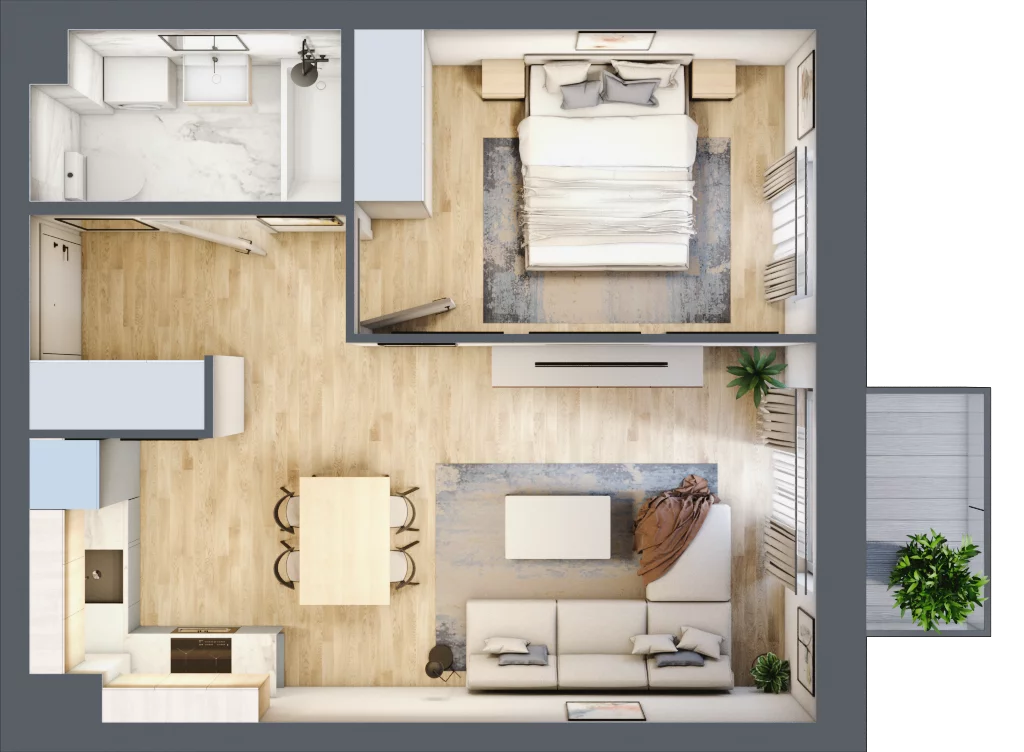 2 pokoje, mieszkanie 39,92 m², piętro 2, oferta nr B2/30, Osiedle Arkadia, Wrocław, Polanowice-Poświętne-Ligota, Poświętne, ul. Ramiszowska 6