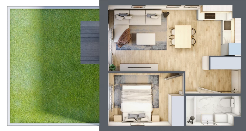 2 pokoje, mieszkanie 39,12 m², parter, oferta nr B2/9, Osiedle Arkadia, Wrocław, Polanowice-Poświętne-Ligota, Poświętne, ul. Ramiszowska 6