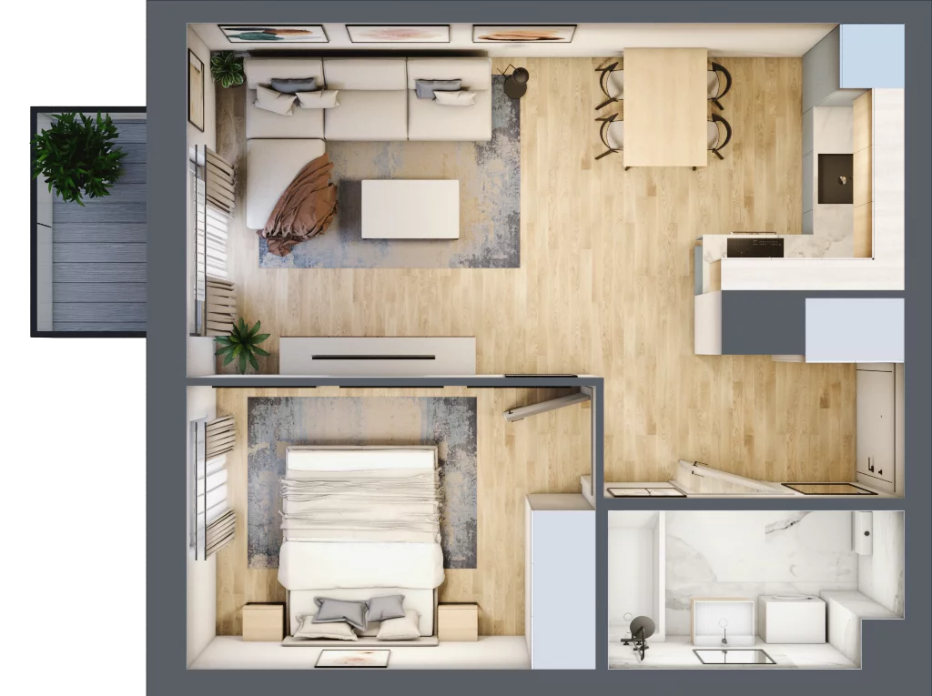 2 pokoje, mieszkanie 39,24 m², piętro 3, oferta nr B2/50, Osiedle Arkadia, Wrocław, Polanowice-Poświętne-Ligota, Poświętne, ul. Ramiszowska 6