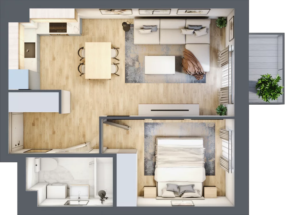2 pokoje, mieszkanie 39,07 m², piętro 2, oferta nr B2/29, Osiedle Arkadia, Wrocław, Polanowice-Poświętne-Ligota, Poświętne, ul. Ramiszowska 6