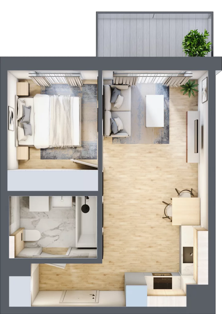 2 pokoje, mieszkanie 35,95 m², piętro 1, oferta nr A/47, Osiedle Myśliborska, Warszawa, Białołęka, Żerań, ul. Myśliborska / Ochorowicza