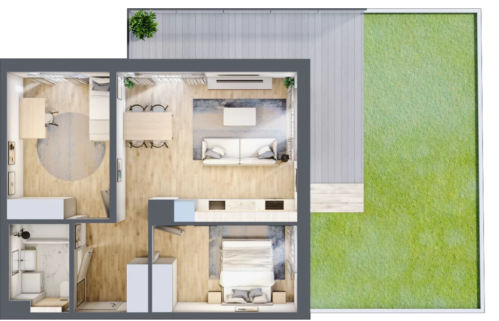 3 pokoje, mieszkanie 56,50 m², parter, oferta nr A/91, Osiedle Myśliborska, Warszawa, Białołęka, Żerań, ul. Myśliborska / Ochorowicza